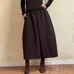 清风集 秋冬百搭羊毛裙裤 女款显瘦简约纯色强弱羊毛花苞裙裤
