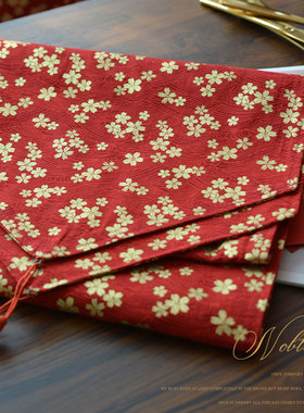 红色桌旗喜庆结婚电视柜茶几长条桌布盖布日式家用桌巾床尾巾家用