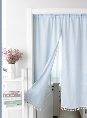 门帘2025年新款卫生间门帘ins风隔断帘卧室隐私免打孔布帘子纯色