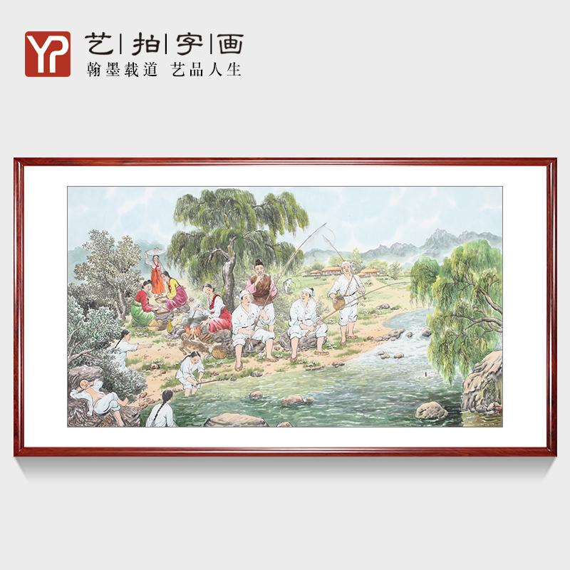 名家纯手绘国画山水画客厅沙发背景墙装饰画字画书画朝鲜画人物画图片