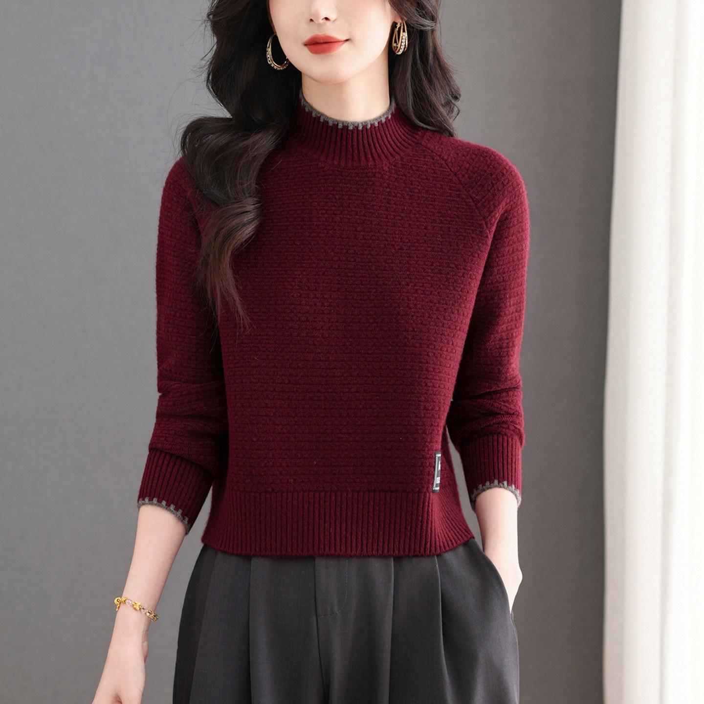 秋冬短款宽松毛衣女时尚半高领羊毛衫小个子宽松针织打底衫上衣厚,女装/女士精品,毛衣,淘宝优惠券,粉丝福利购,淘宝优惠卷