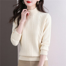 秋冬加厚针织衫女新款宽松短款打底衫半高领外穿上衣套头毛衣内搭