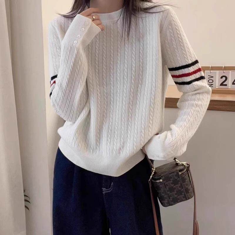 时尚高级感毛衣2024年新款秋季女装纯色宽松麻花修身打底针织上衣