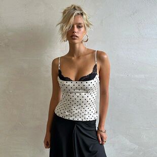 显瘦性感上衣 蕾丝拼接吊带背心修身 JY26018 欧美辣妹波点2026夏季