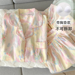 多件套 可外穿泡泡棉纱女2025年睡衣200斤宽松舒适加大家居服