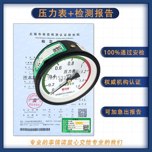 压力表代检测Y100Z实物送检
