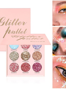 外贸彩妆CmaaDu 9色闪亮眼影哑光和金属持妆闪光金葱粉眼影盘跨