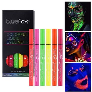 发光黑色色6爆款 液体荧光glow跨境套盒万圣节uv彩色笔眼线笔欧美