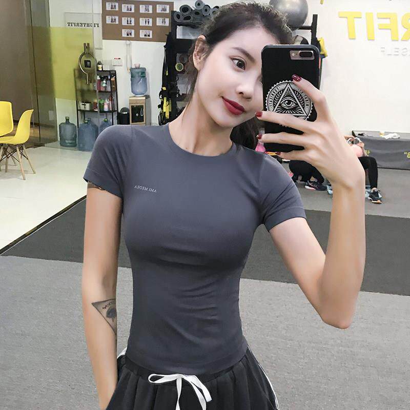 英国健身房上衣女短袖性感瑜伽服