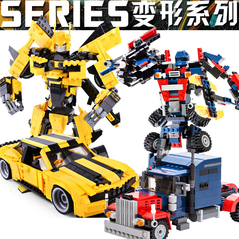 拼装变形擎天金刚积木7一12岁6乐男孩益智黄蜂玩具汽车机器人模型