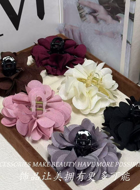 黑色花瓣小抓夹7cm发夹女2026新款鲨鱼夹小号侧边夹刘海夹半扎发