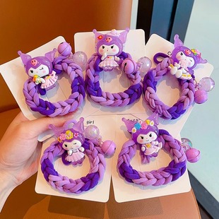 库洛米儿童编织发圈扎马尾女童高弹力皮筋女孩发绳宝宝不伤发头绳