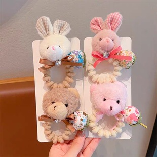 儿童可爱毛绒兔子发圈小女孩头绳高弹力不伤发女童皮筋韩版 发绳女