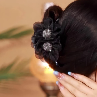 韩国爆款 花朵丸子后脑勺专用气质发夹百搭盘发神器夹子头饰发饰