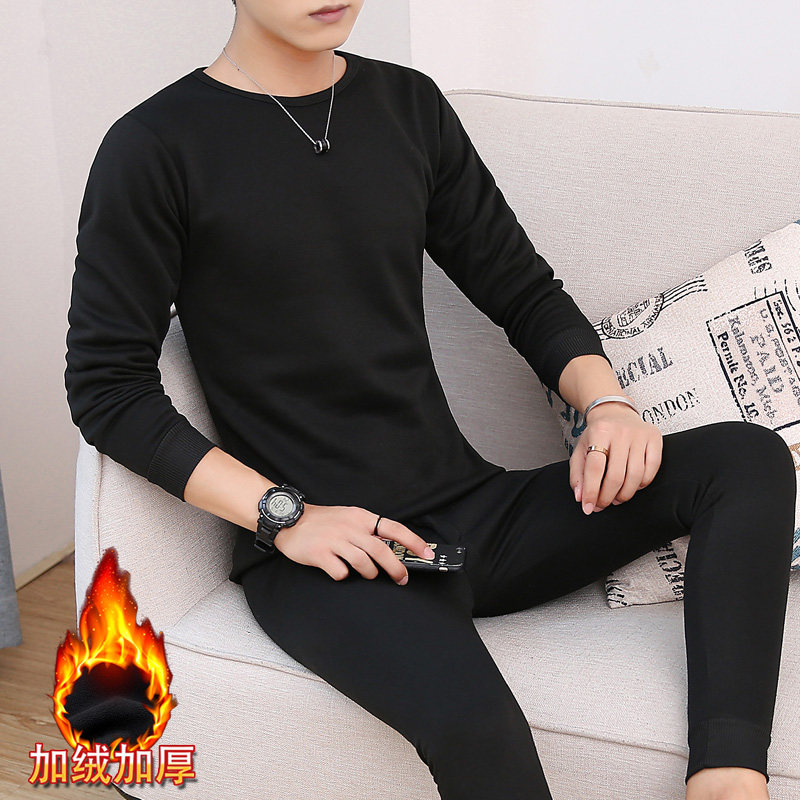 MENS PLUS VELVET THERMAL UNDERWEAR SET THIN SECTION AUTUMN CLOTHES LONG PANTS SET OF AUTUMN YOUTH WEARING MENS AUTUMN CLOTHES ADULT