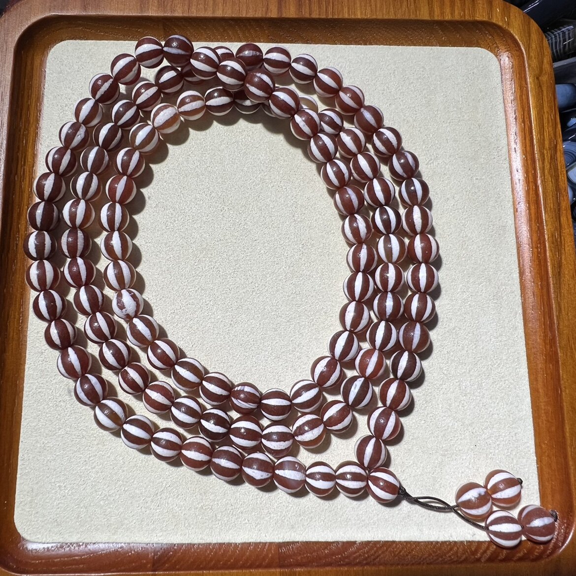 藏区回流老料南瓜珠做旧天珠项链尺寸10毫米108实物拍摄潮流搭配