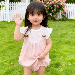 女婴儿短袖包屁衣夏季女宝宝连体衣服三角哈衣夏天透气外出服洋气