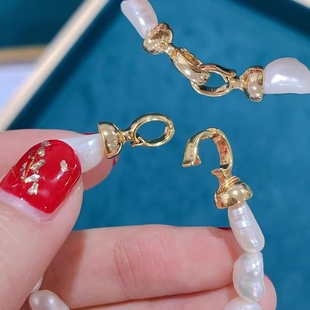 DIY饰品配件镀金单排珍珠项链扣头手链扣万能扣百搭连接毛衣链扣