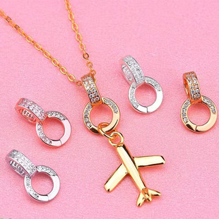 万能扣头双环百搭扣翡翠珍珠项链连接扣双开扣925银DIY首饰吊坠扣