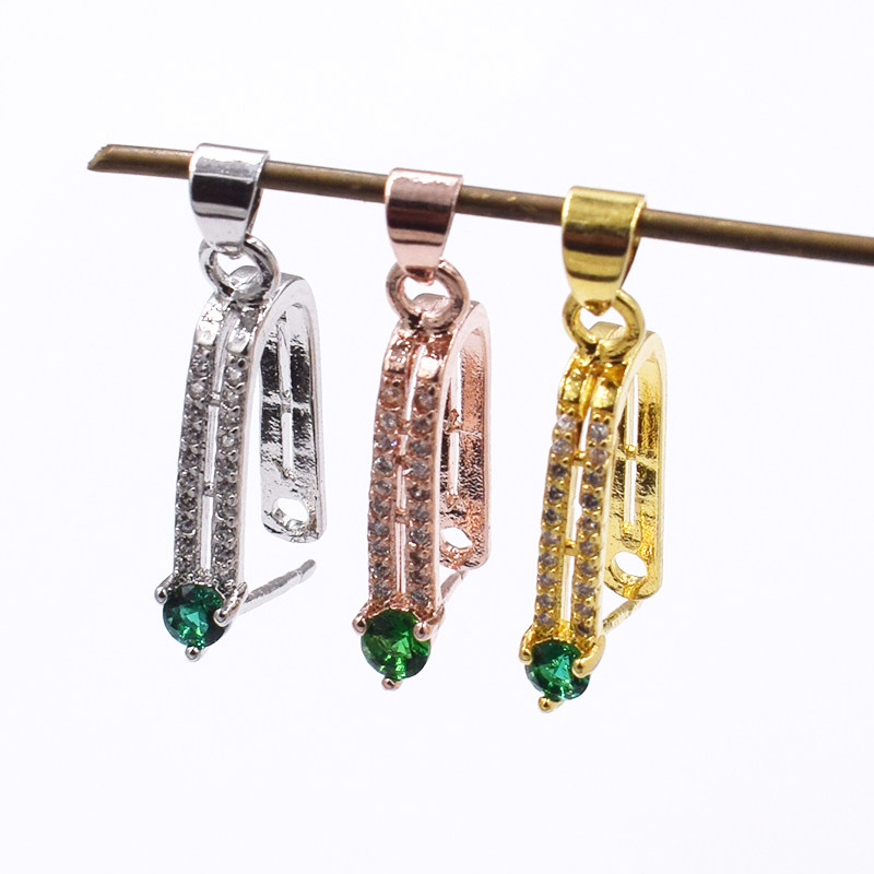 925银吊坠空托蜜蜡水晶夹扣花形平安扣坠托夹扣玉石翡翠吊坠扣头