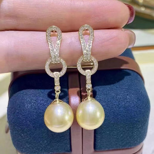 镀金珍珠耳环托配件蜜蜡耳钉配饰diy饰品玉石耳坠女连接项链扣头