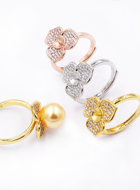 s925半银戒指托珍珠    戒指