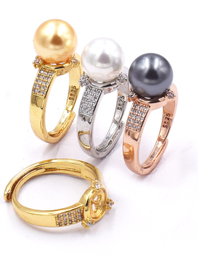 s925半银  戒指托珍珠   戒指