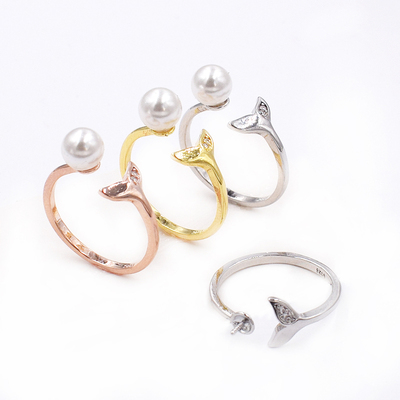 s925镀银珍珠戒指指环DIY材料