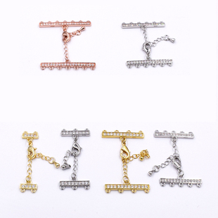 镀银配件多排扣龙虾扣DIY饰品手链项链排扣接口珍珠扣镀银连接扣