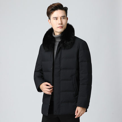 罗米欧男装新款冬季男士轻奢狐狸毛领厚实保暖羽绒服外套11111