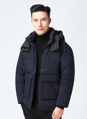 罗米欧男装冬季男士新款连帽印花厚实保暖羽绒服外套27311