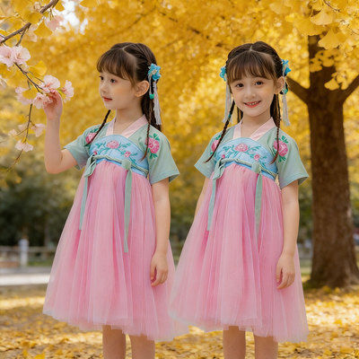 芒种桃花笑儿童舞蹈演出服装女孩表演酒馆儿洛春赋笑纳怎叹小神仙