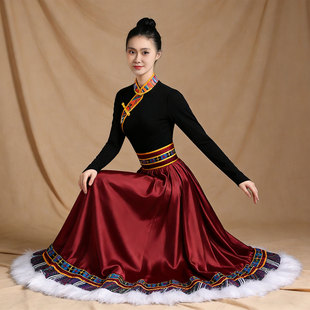 苍穹唤新款藏族风舞蹈演出服装男女民族风大摆裙艺考练习表演服饰