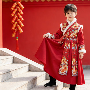 张灯结彩舞蹈服福娃闹新春招财猫表演服儿童加绒加厚喜庆演出打鼓