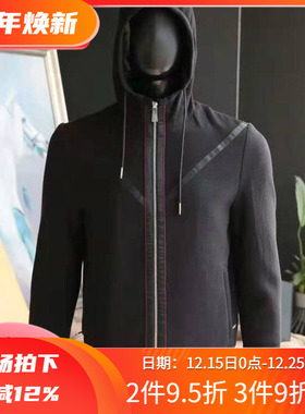 镇店之宝3折秋季保暖黑色撞色连帽长袖男士卫衣外套5549 P75