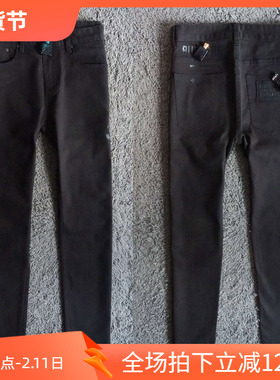2折夏季进口弹性柔软修身复古黑色男士牛仔裤大38码 4090 P40