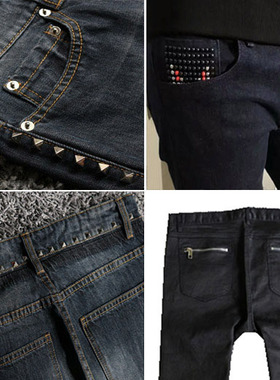 2折秋季客供铆钉牛仔裤黑色男长裤17016 17030 17040 16044 P35