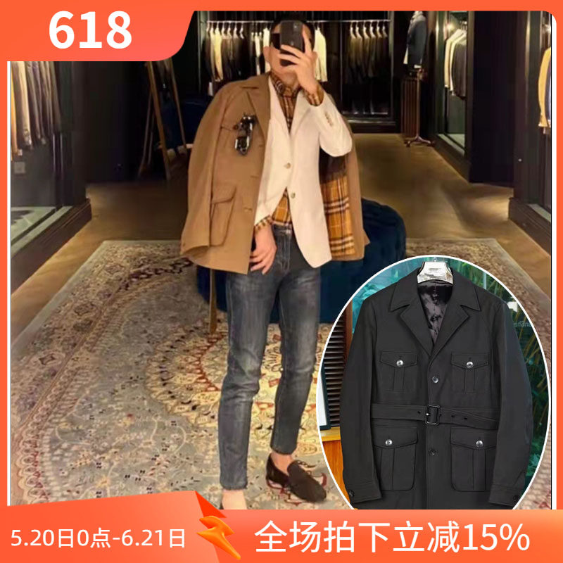 高定麂皮男士风衣外套