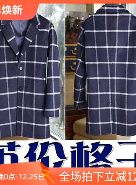 4折秋冬都市贵族英伦格子商务羊毛双排扣修身男西装外套 97571