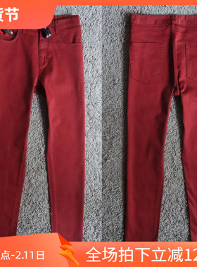 2折夏季英伦弹性修身精美立体刺绣舒适红色男牛仔裤 4038 P25