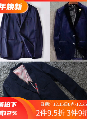 1折秋季进口商务休闲百搭丝绒男士西装西服单西14528 14591 04021
