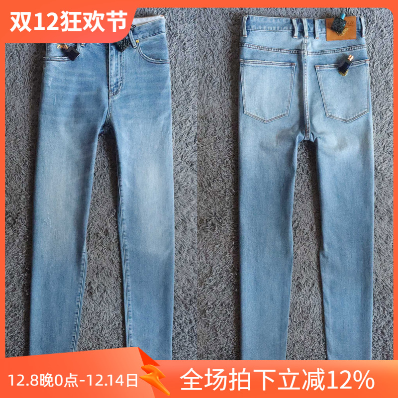 复古飞鹰土豪金弹力修身牛仔裤男