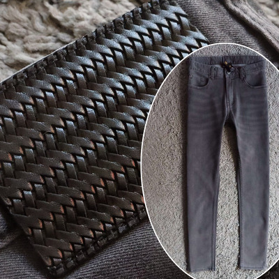 断码清仓2折春季弹性修身手工编织牛皮牌男牛仔裤 22345