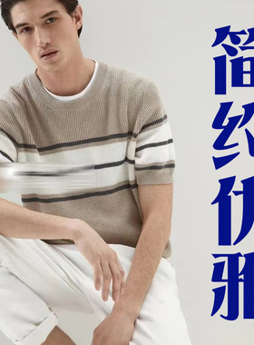 5折夏季凉爽进口精梳棉弹性商务男士圆领针织短袖 233030 P130