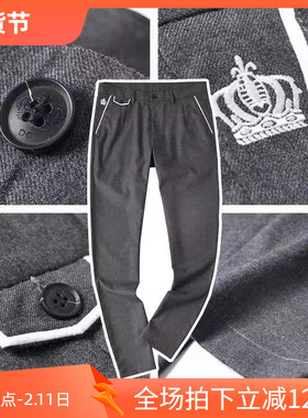 4折秋季新品奢华高级灰进口精梳羊毛皇冠绣男士休闲裤76567 P140