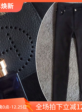 镇店之宝3折秋季丹宁弹性修身纯黑色商务男休闲牛仔裤 21002