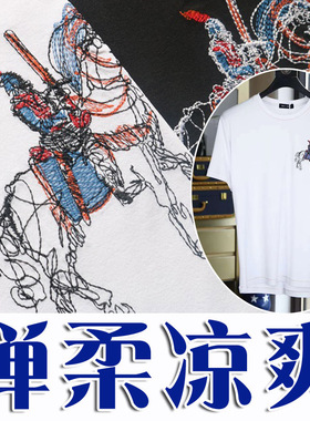 2折夏季进口伊利特面料凉爽透气弹性刺绣男士圆领短袖201220 P35