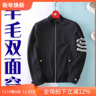 镇店之宝3折秋冬保暖精梳羊毛混纺男士 双面穿夹克外套215560
