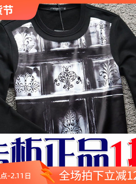 专柜正品限量1折秋季纯棉高端数码印花拼接男士圆领卫衣15604 P30