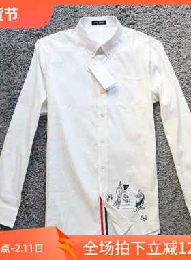 断码清仓2折秋季休闲精细刺绣工艺白色男长袖衬衣 02161 P30
